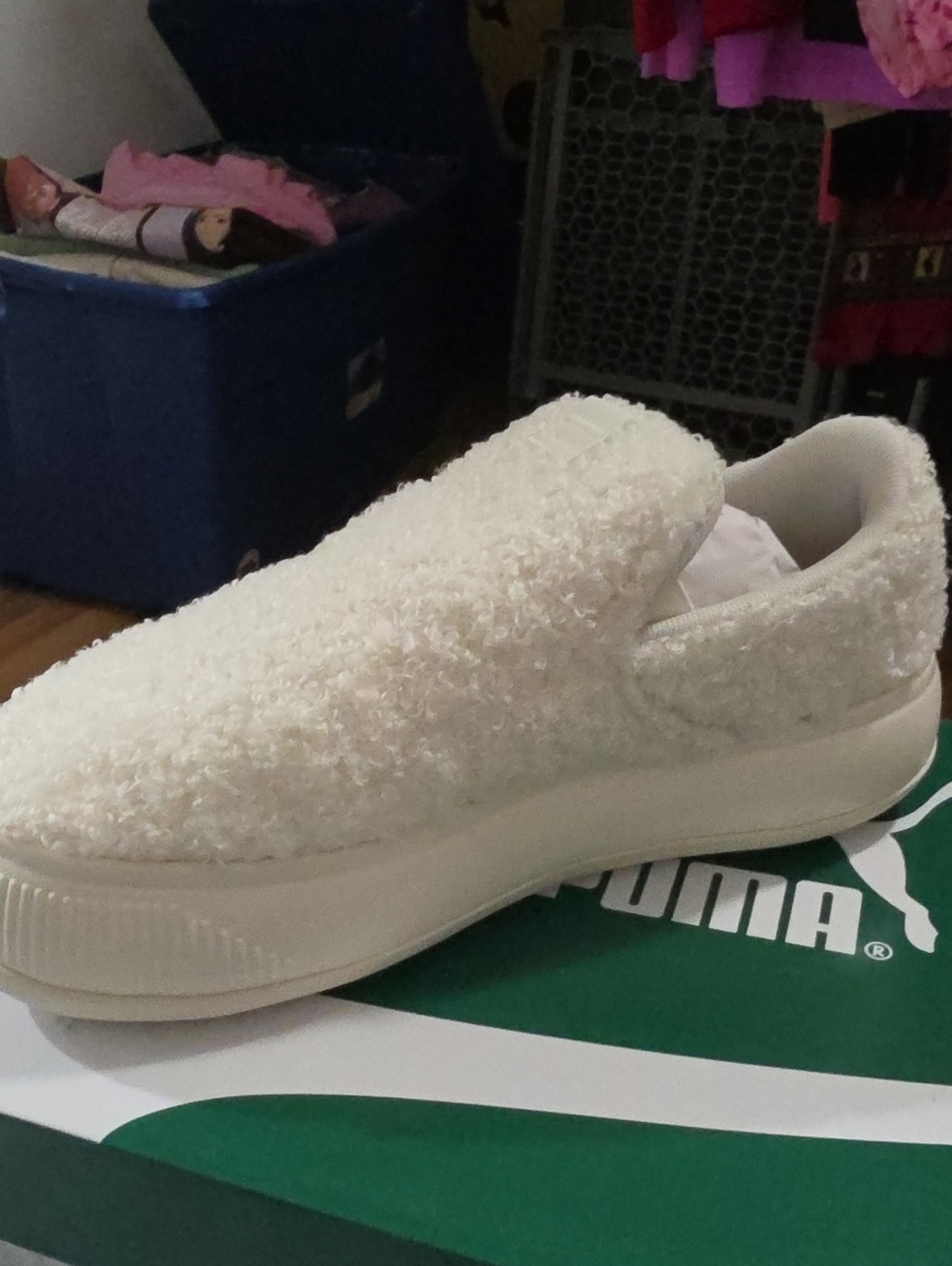 Puma Cream/White Fuzzy Slip-On Sneaker
